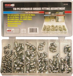 GRIP - HYDRAULIC GREASE FITTING ASSORTMENT - 110 PCE
